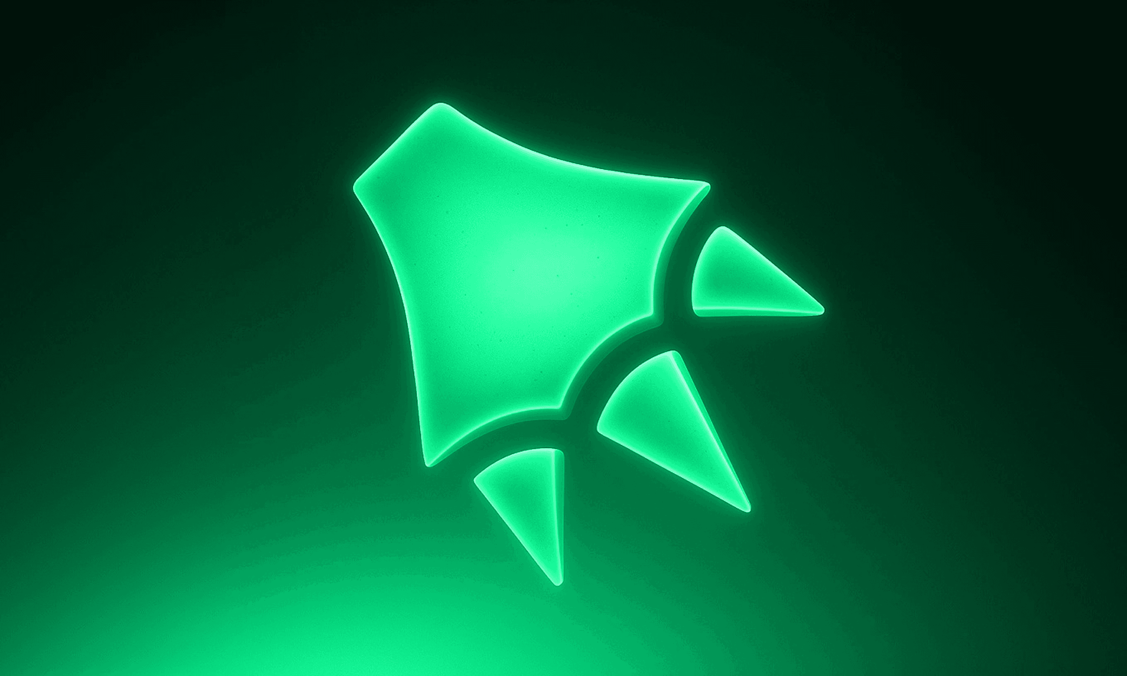 Glowing green Greptile logo mark on a dark background, brand and product design by PIXELUP LABS