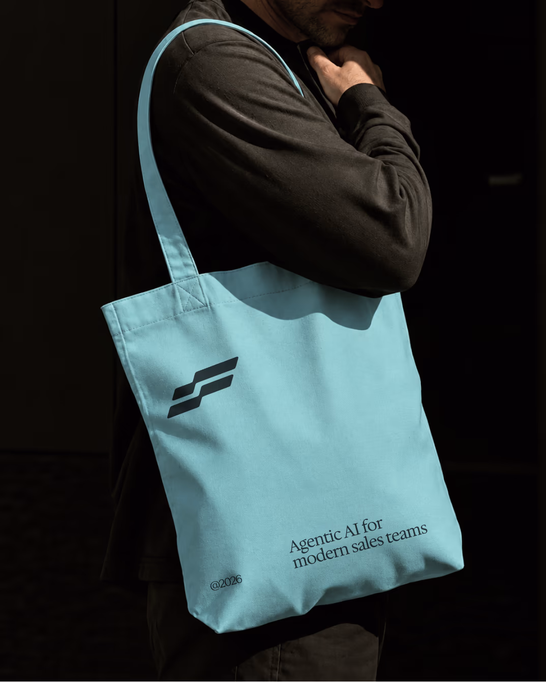 FuseAI tote bag reading 'Agentic AI for modern sales teams'