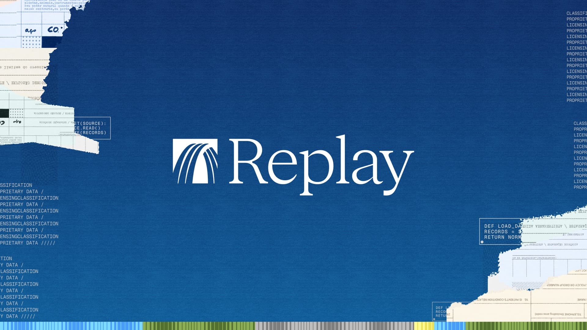 Replay logo on a deep blue textured background, branding and website design by PIXELUP LABS