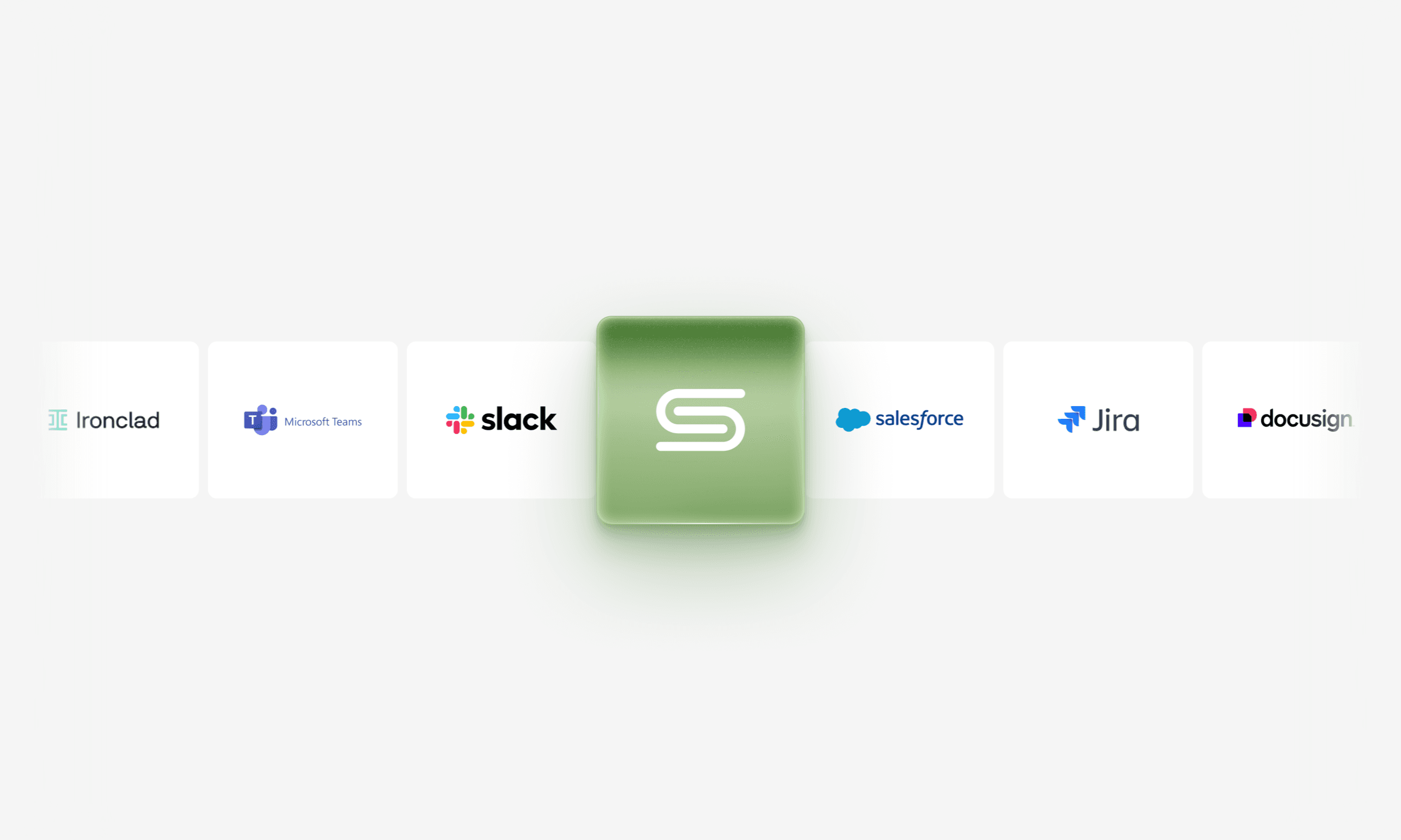 Streamline integrations strip with Ironclad, Microsoft Teams, Slack, Salesforce, Jira, and DocuSign