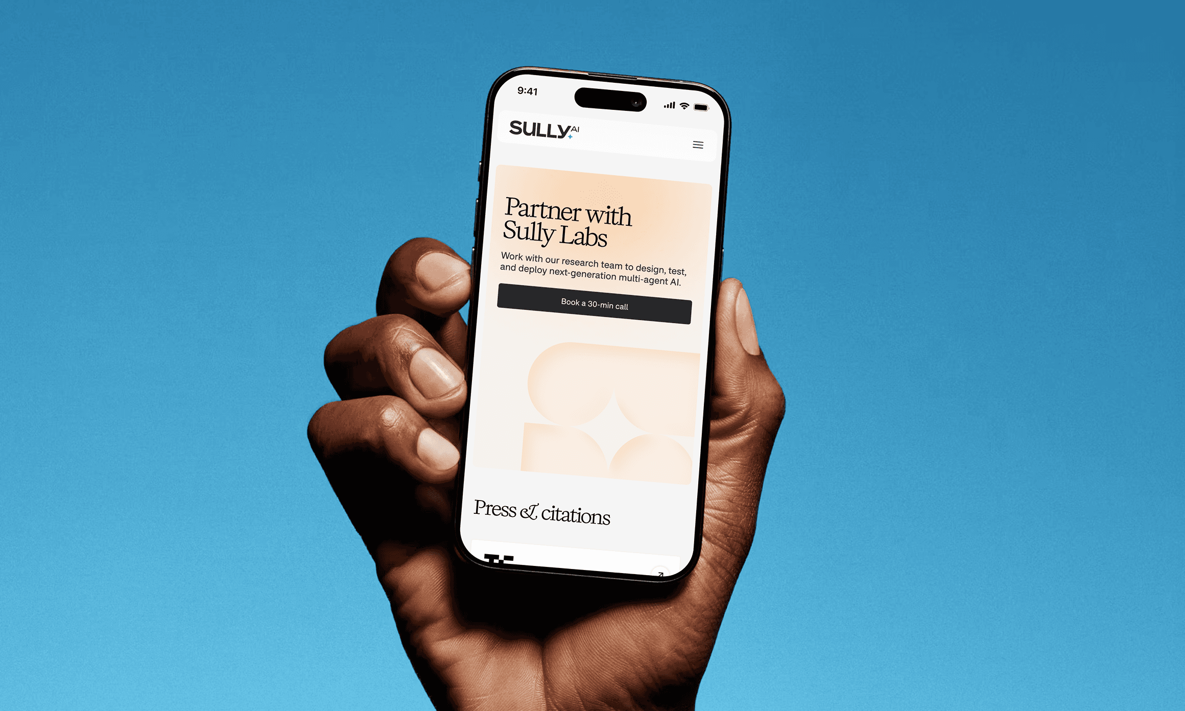 Sully.ai Partner with Sully Labs page on a phone